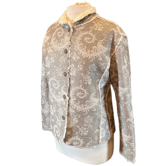 Chico's Tapestry Faux Fur Lined Jacket - Picture 2 of 10